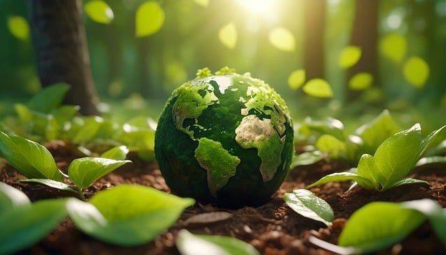 Main tenant une jeune pousse de plante, symbolisant l'éco-responsabilité
