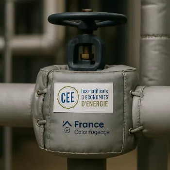 Logo France Calorifugeage apposé sur un matelas isolant pour point singulier